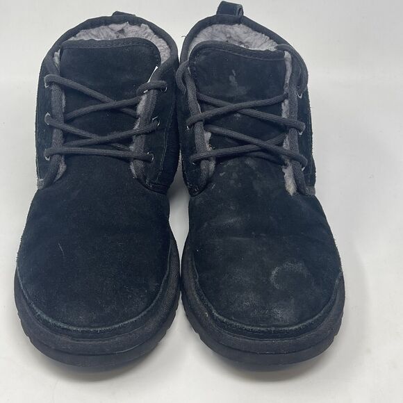 UGG Neumel Chukka Boots Mens 11 Black Suede Sheepskin Lined Ankle Winter Shoes - Picture 4 of 16